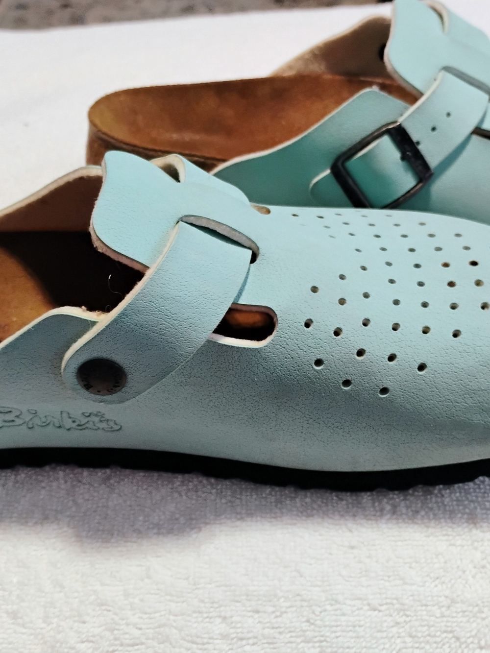 Birkenstock Burki's Blue Suede Leather Clog Sandals Comfort Shoes Ladies 9 - Picture 12 of 16